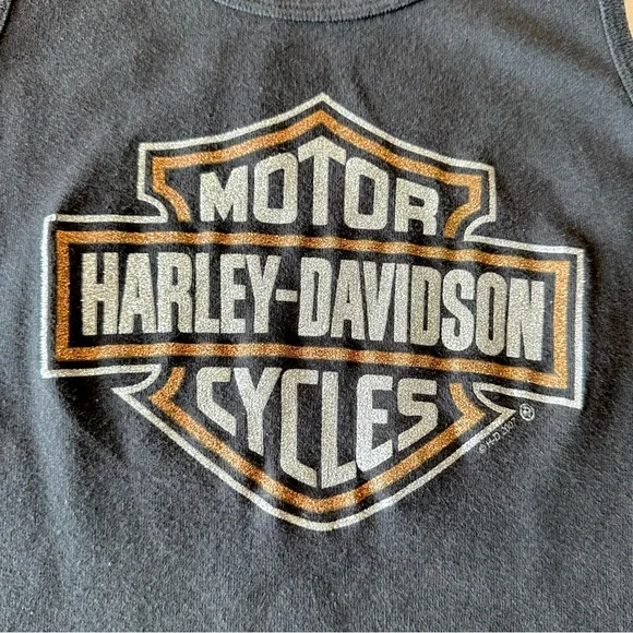 Harley Davidson Womens Tank Top Y2K Weiblers Davenport Iowa Glitter Logo Size M - Picture 7 of 16
